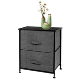 ZNTS 2 Drawers -Night Stand, End Table Storage Tower - Sturdy Steel Frame, Wood Top, Easy Pull Fabric 89761690