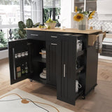 K&K Kitchen Island with Drop Leaf, Kitchen Storage Cart with 3 Tier Pull Out Cabinet Organizer, WF531421AAB
