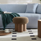 ZNTS W8017-1 Mushroom stool, brown lamb wool seat, barrel PVC pipe with walnut veneer W2085129974