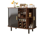 28" Fluted Wine Bar Cabinet with 8-Grid Wine Rack, 5-Level Adjustable Shelves, 2 Glass Holders, 53324323