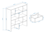 Toy Storage Organizer with 2 Movable Drawers, Multi-Functional 7 Shelf Kids Bookcase with 2 Hooks, W282P196031