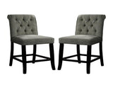 Set of 2 Fabric Upholstered Dining Chairs in Antique Black and Gray B016P156580