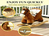Brown Kids Rocking Horse Wooden Base Ride-on for Indoor Pretend Play Activity 18-36 Months 22417049
