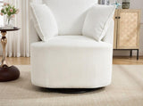 White Swivel Accent Chair,Round Swivel Barrel Chair,Armchair Upholstered Living Room Chair Corduroy W2120P293677