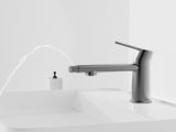 Gun Gray Single Handle Bathroom Faucet for 1 or 3 Holes ,Fountain and Flow Mode 2-in-1 function,Deck 16259621