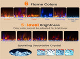 25" Electric Fireplace Heater - 6 Flame Modes , Infrared Heating, Sleep Mode & 37039254