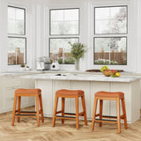 24" Counter Stool, Natural Finish, Saddle Leather Seat B04660609