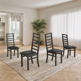Metal Dining Chairs Set of 4, Steel Legs and PU Leather Seats, High Back Armless Dining Chairs, for W757P232711