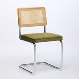 Mid Century Modern Dining Chairs Set of 2, Velvet Accent Chairs with Natural Cane Back & Stainless W1143P168320