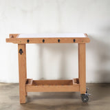 Outdoor Wooden Grill Cart Table with Wheels, Metal Top and Storage, for Patio Backyard Garden BBQ W2640P292929