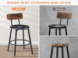 Bar Table Set with 2 Bar stools PU Soft seat with backrest, Rustic Brown, 43.31'' L x 15.75'' W x 38669440