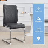 Luxury Simple Arch Chair - Set of 2 Dark Gray PU Material High Resilience Dining Chair with Arched W1151P154867