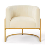 ZNTS Upholstered Velvet Accent Chair with Golden Metal Stand,Mid-Century Living Room Leisure Chair with W2186137440