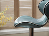 Masaccio Upholstery Airlift Adjustable Swivel Barstool with Chrome Base, Set of 2, Blue T2574P164833