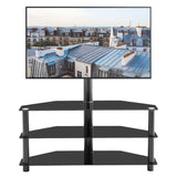 ZNTS Black Multi-function TV Stand Height Adjustable Bracket Swivel 3-Tier 32486267