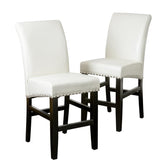 Contemporary leather counter stools,Ivory dining chairs with nail-head decoration ,25 N780P168429