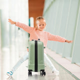 ZNTS 22 Inch Kid's Ride on Suitcase Children's Trolley Luggage with Spinner Wheels \Lock\Safty 79103016