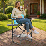31" Tall Directors Chair with Footrest, 4Portable Bar Height Folding Camping Chair with Built-in Cup 61533762