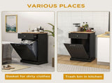 Kitchen Tilt Out Trash Bin Cabinet Free Standing Recycling Cabinet Trash Can Holder With Drawer, 72686953