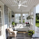 52 Inch Modern Ceiling Fan With 5 ABS Blades Remote Control Reversible DC Motor White For Bedroom W934P187539