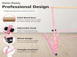 3.5FT Pink Solid Wood Ballet Barre With Adjustable Range Of 31.5-39.5 Inches For Dance Practice W1408P367277
