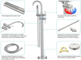 Floor Mount Bathtub Faucet Freestanding Tub Filler Brushed Nickel Standing High Flow Shower Faucets 40466420