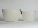 Round Concrete Planter Set of 2, Large Outdoor Indoor Handmade Rustic Decorative Planter Pots with W347P465313