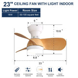 23 Inch Mini Led Ceiling Fan With 3 Color Dimmable 3 ABS Blades Remote Control DC Motor For Bedroom W934P264720