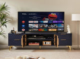 Deluxe Sculpted Modern Fashion Geometric Style TV Stand, Aluminum Frame Tempered Glass Door 4 Drawer W1162P294820