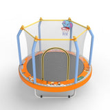 55-inch Trampoline for Kids Indoor & Outdoor Small Toddler Trampoline with Basketball Hoop W1163P315238