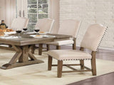 Rustic Classic 2pcs Chairs Beige Fabric Upholstered Cushion Side Chairs Nailhead Trim Kitchen B011110869