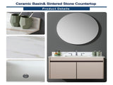 43 Inch Marble Vanity Top, Bathroom Vanity Top with Undermount Rectangular Middle Sink and 4" Height 18207057