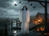 Halloween Hanging Swinging Girl Prop with Light-up Eyes & Scary Sounds, Voice Activated Life Size 64477018