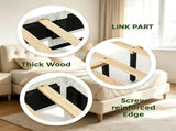 Twin Size Single Upholstered Platform Bed Frame with 46" Tufted Boucle Headboard, Wooden Slat 17376989
