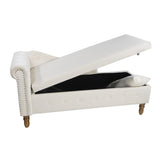 ZNTS Beige Chaise Lounge Indoor,Velvet Lounge Chair for Bedroom with Storage & Pillow,Modern Upholstered W1170100896