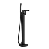 Freestanding Bathtub Faucet Waterfall Tub Filler Matte Black Floor Mount Brass Bathroom Faucets with W1243P316366