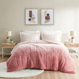 King/Cal King Ombre Shaggy Long Fur Comforter Mini Set B03595980
