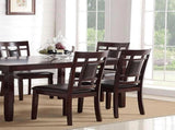Modern Contemporary 7pc Set Espresso Finish Unique Eyelet Back 6x Side Chairs Cushion Seats B011119001