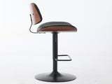 Walnut Bentwood Bar Stools Mid Century Modern Adjustable Counter Height Black Leather Upholstered W1143P278537