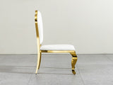 Dining Chairs Set of 2, Modern PU Leather Upholstered Chairs with Gold Stainless Steel Legs, Petal W2723P304375
