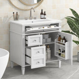 30'' Bathroom Vanity with Top Sink, Modern Bathroom Storage Cabinet with 2 Drawers and a Tip-out N710P206904K