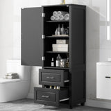 ZNTS Tall Bathroom Storage Cabinet, Freestanding Storage Cabinet with Two Drawers and Adjustable Shelf, WF312728AAB