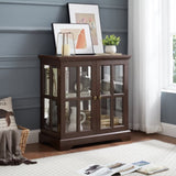 LED Curio Display Cabinet,Antique Display Cabinet with Adjustable Shelves,Retro Design Quality W2275P231694