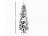 Snow-Flocked 7' Tall Slim Pencil Christmas Tree, Artificial Tree with Realistic Branches & 603 Tips, 63306920