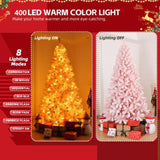 7 FT Pre-lit Snow Flocked Christmas Tree, Artificial Hinged Xmas Pine Tree with 1000 Branch Tips, 57924304