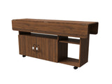 Multi-Functional Folding Table with Storage Shelves and Wheels, 47 Inch Foldable Dining Table for 61675914