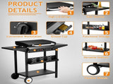 3-Burner Flat Top Gas Griddle Cooking Station with Ceramic Coated Cast Iron Pan, 73140334