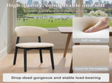 Beige Cotton-Linen Fabric Upholstered Dining Chair with Black Solid Wood Legs, Armless Chair Set of W5815P476383