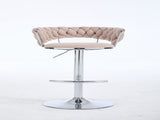 Set of 2 Bar Stools,with Chrome Footrest and Base Swivel Height Adjustable Mechanical Lifting Velvet W1249P247740