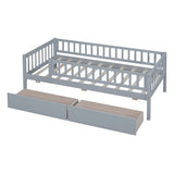 ZNTS Twin Size Daybed Wood Bed with Two Drawers, Gray WF301864AAE